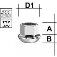 Παξιμάδι Τροχού  M14X1,5 / Πομπέ R13 / Κλειδί 19 - (M1415KUOD)