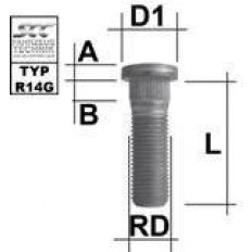 Μπουζόνι Τροχού Πολύσφηνο - M14x1,5 / RD:14.6mm /  L: 45 mm - (M1415RE45P)