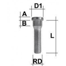Μπουζόνι Τροχού Πολύσφηνο - M14x1,5 / RD:15,8mm / Μήκος: 60 mm - (M1415RE60C)