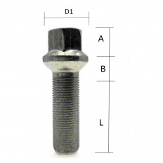 Mπουλόνι Τροχού M15 X 1.25 / Κωνικό 60° / Κλειδί: 17 / Μήκος: 44mm - 1 Τμχ (M1525KU44M)