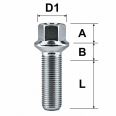 Mπουλόνι Τροχού M15 X 1.25 / Κωνικό 60° / Κλειδί: 17 / Μήκος: 44mm - 1 Τμχ (M1525KU44M)
