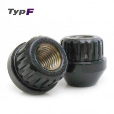 Παξιμάδι Τροχού Ασφαλείας  Type F M12x1,5 / Κλειδί: 17 / Κωνικό 60° Ανοιχτού Τύπου Γαλβανιζέ Μαύρο - (FBB-0797B)