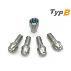 Μπουλόνι Τροχού Ασφαλείας Type B M14x1,5 / Μήκος: 28mm / Κλειδί: 17-19 / Κωνικό 60° / Γαλβανιζέ - 4 Τμχ. - 4 τμχ.