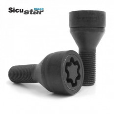 Μπουλόνι Τροχού Ασφαλείας Type Sicustar M12x1,25 / Μήκος: 28mm / Κλειδί: 19 / Κωνικό 60° / Μαύρο - 4 Τμχ.