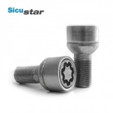 Μπουλόνι Τροχού Ασφαλείας Type Sicustar M14x1,5 / Μήκος: 37mm / Κλειδί: 19 / Πομπέ / Ακτίνα 13 / Γαλβανιζέ - 4 Τμχ.
