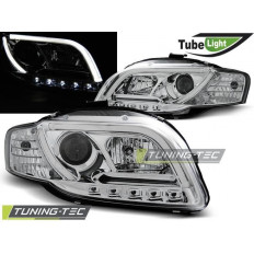 Μπροστινά Φανάρια LED Tube Lights με Φώτα Ημέρας Audi A4 Β7 Type 8E (2004-2008) - Χωρίς Ρυθμιστή - Χρώμιο - 2 Τμχ. (TL-LPAU89)