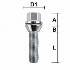 Μπουλόνι Μετατροπής M12x1,25 / Κωνικό 60° / Μήκος: 45 mm / Κλειδί: 17