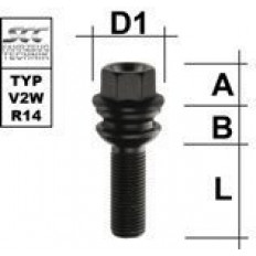 Μπουλόνι Porsche & Audi  M14x1,5 / Mε Πομπέ Ροδέλα / Ακτίνα 14 / Μήκος: 42 mm / Κλειδί: 19