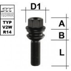 Μπουλόνι Porsche & Audi  M14x1,5 / Mε Πομπέ Ροδέλα / Ακτίνα 14 / Μήκος: 48 mm / Κλειδί: 19