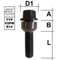 Μπουλόνι Porsche & Audi  M14x1,5 / Mε Πομπέ Ροδέλα / Ακτίνα 14 / Μήκος: 53 mm / Κλειδί: 19