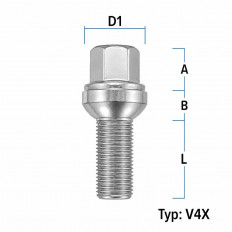Μπουλόνι Με Ροδελα R14 - M15 x 1.25 - Μήκος 28mm - (V1525KU60M)